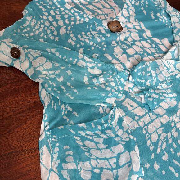 Indigo Soul Sheer Tunic Blouse Size M Asymmetric Oversized Coastal Beach Boho - Picture 6 of 7